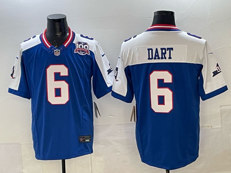 Men 2025 Nike New York Giants #6 Dart Blue Limited NFL Jersey style 04